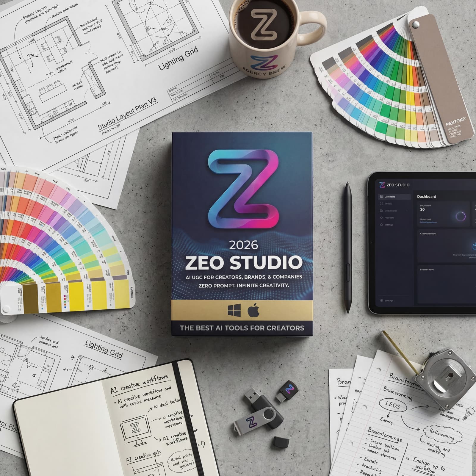 AI Generated - Flat lay top-down composition